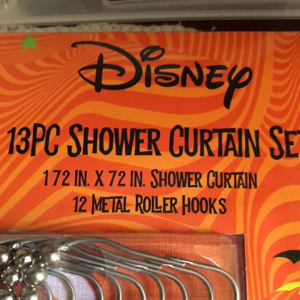 Disney Halloween Stitch with Ghosts and Bats Shower Curtain Set